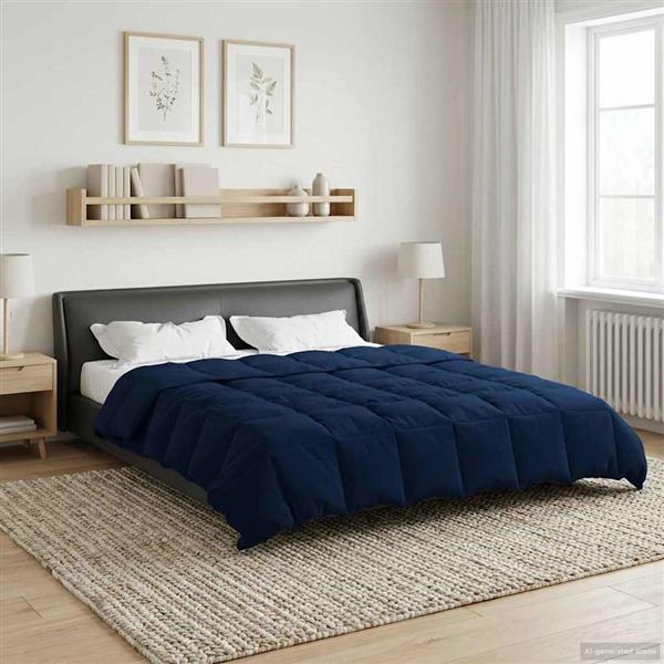 Grote foto vidaxl zomer dekbed gekwilt donkerblauw 200 x 240 cm microfiber huis en inrichting bedden