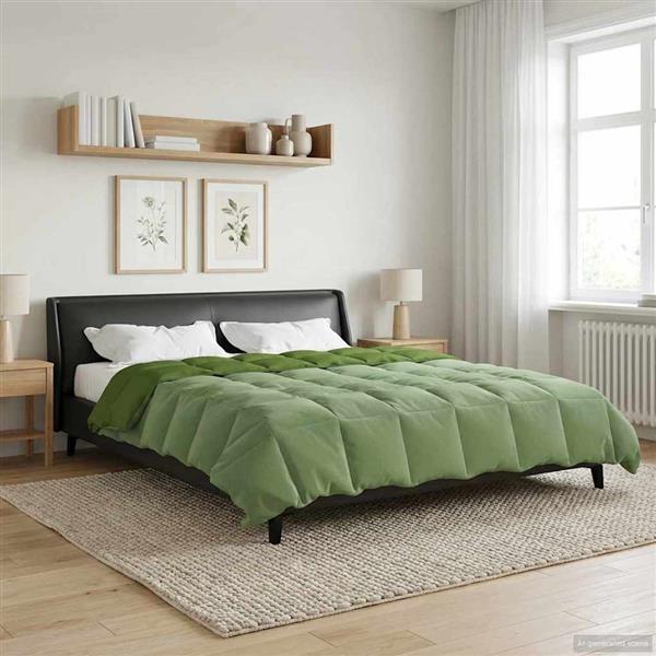 Grote foto vidaxl zomer dekbed gekwilt groen 220 x 260 cm microfiber huis en inrichting bedden