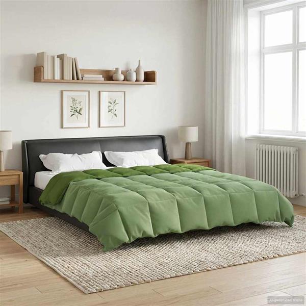 Grote foto vidaxl zomer dekbed gekwilt groen 220 x 240 cm microfiber huis en inrichting bedden