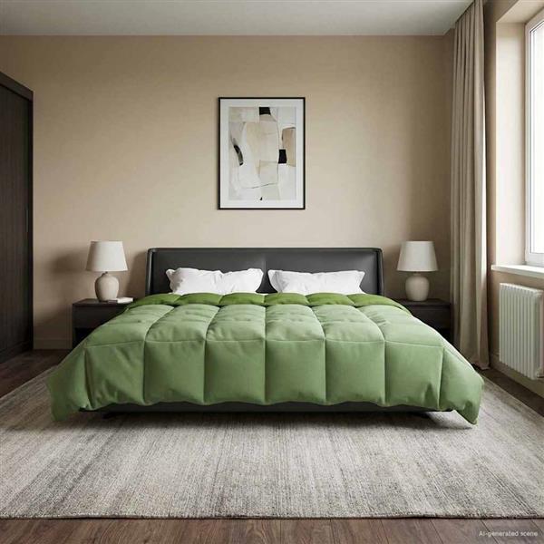 Grote foto vidaxl zomer dekbed gekwilt groen 220 x 240 cm microfiber huis en inrichting bedden