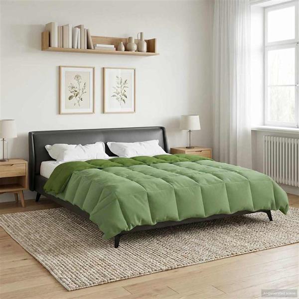 Grote foto vidaxl zomer dekbed gekwilt groen 200 x 240 cm microfiber huis en inrichting bedden