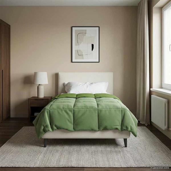 Grote foto vidaxl zomer dekbed gekwilt groen 155 x 200 cm microfiber huis en inrichting bedden