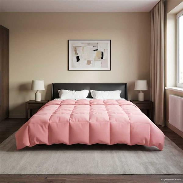 Grote foto vidaxl zomer dekbed gekwilt roze 200 x 220 cm microfiber huis en inrichting bedden