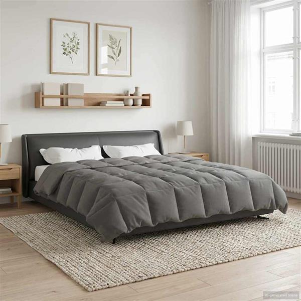 Grote foto vidaxl zomer dekbed gekwilt lichtgrijs 240 x 260 cm microfiber huis en inrichting bedden