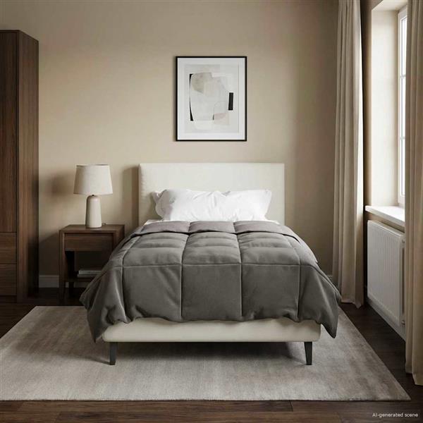 Grote foto vidaxl zomer dekbed gekwilt lichtgrijs 135 x 200 cm microfiber huis en inrichting bedden