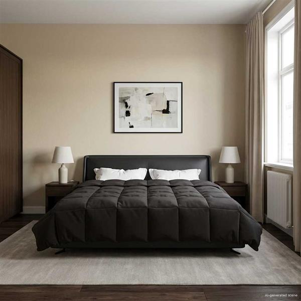 Grote foto vidaxl zomer dekbed gekwilt antraciet 220 x 260 cm microfiber huis en inrichting bedden