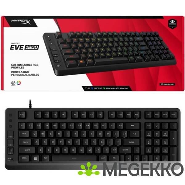 Grote foto hyperx eve 1800 us qwerty bedraad toetsenbord computers en software toetsenborden