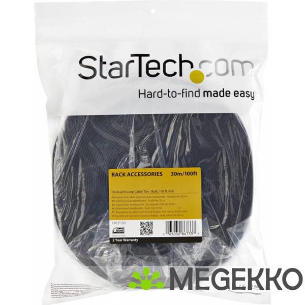 Grote foto startech.com klittenband kabelbinder 7 5 m rol zwart kabelbinder computers en software overige computers en software