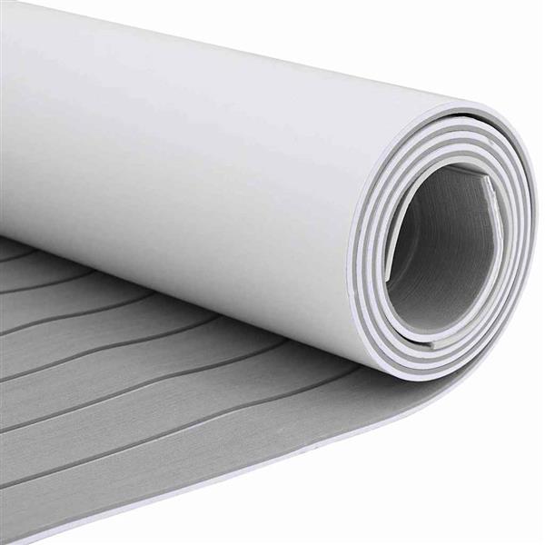 Grote foto vidaxl bootmat gestreept lichtgrijs met wit 240 x 60 x 0 5 cm eva doe het zelf en verbouw tegels