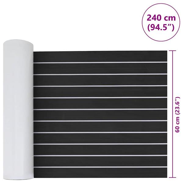 Grote foto vidaxl bootmat gestreept donkergrijs met wit 240 x 60 x 0 5 cm eva doe het zelf en verbouw tegels