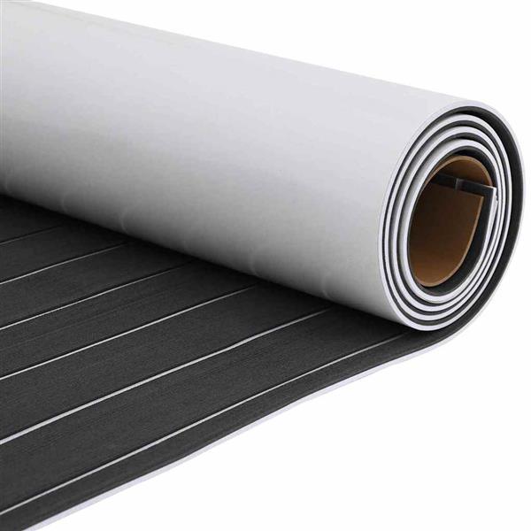 Grote foto vidaxl bootmat gestreept donkergrijs met wit 240 x 90 x 0 5 cm eva doe het zelf en verbouw tegels