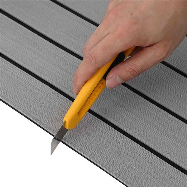 Grote foto vidaxl bootmat gestreept lichtgrijs met zwart 240 x 90 x 0 5 cm eva doe het zelf en verbouw tegels