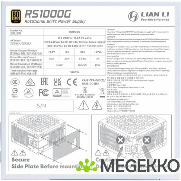 Grote foto lian li rotational shift gold 1000w white with hub computers en software overige