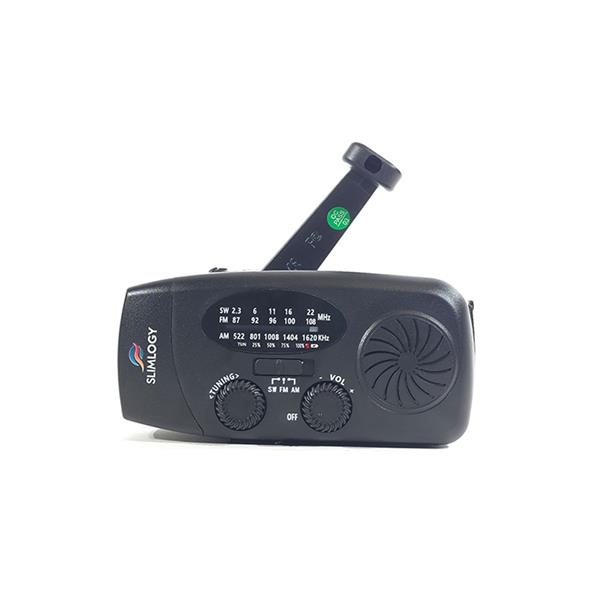 Grote foto slimlogy r3 mini 2000 mah noodradio nood zaklamp laadbaar met crank zwart telecommunicatie batterijen en accu