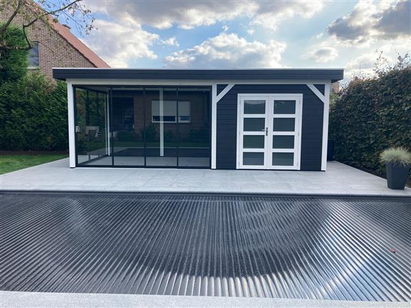 Grote foto vuren topvision bosuil 300 x 300 en luifel 300 cm tuin en terras tuinhuisjes en blokhutten