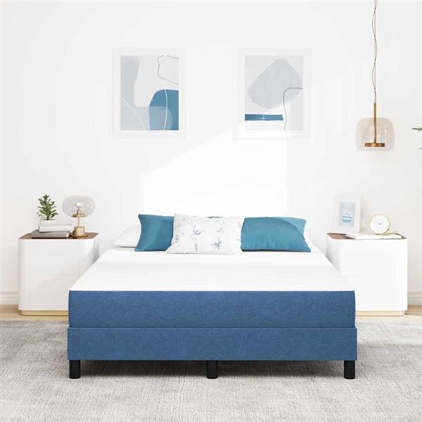 Grote foto vidaxl bedmatras met matras blauw 160 x 200 cm stof antiek en kunst stoelen en banken