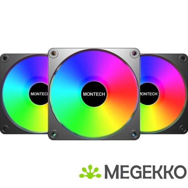 Grote foto montech gf120 v2 pwm argb 120mm zwart 3 pack computers en software overige computers en software