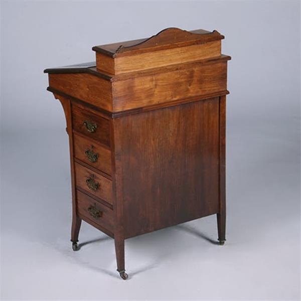 Grote foto engelse notenhouten davenport ca 1880 met blond inlegwerk en div vakjes no.381225 antiek en kunst overige in antiek gebruiksvoorwerpen