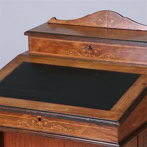 Grote foto engelse notenhouten davenport ca 1880 met blond inlegwerk en div vakjes no.381225 antiek en kunst overige in antiek gebruiksvoorwerpen