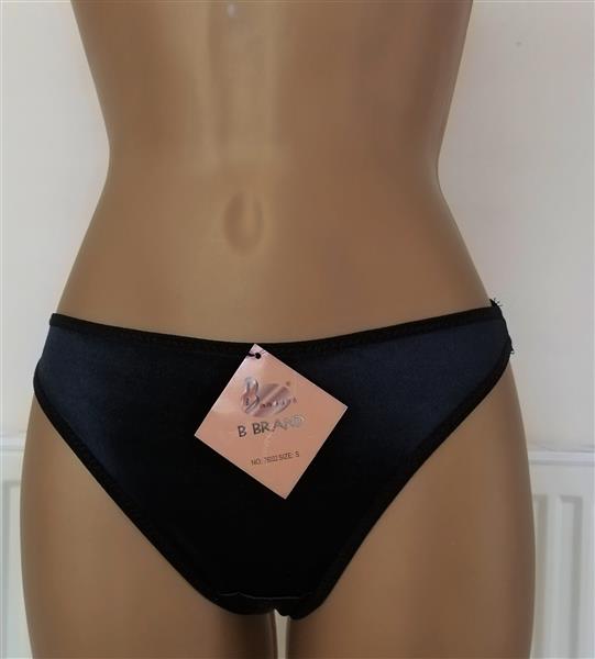 Grote foto zwarte gesatineerde string small nieuw kleding dames ondergoed en lingerie