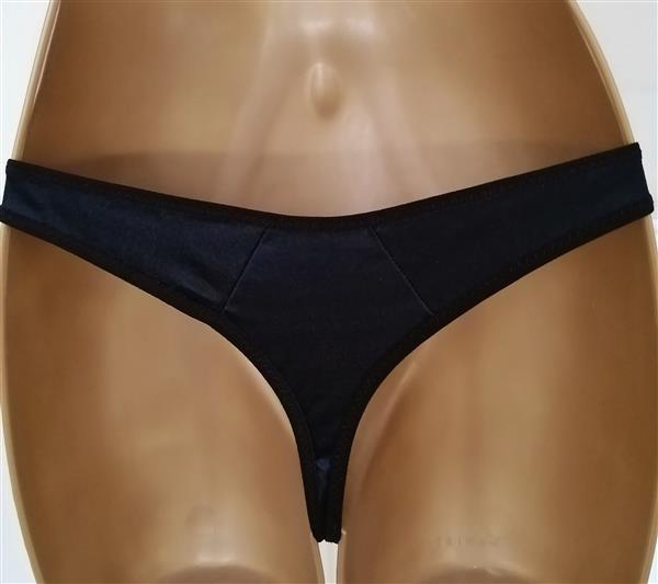 Grote foto zwarte gesatineerde string small nieuw kleding dames ondergoed en lingerie