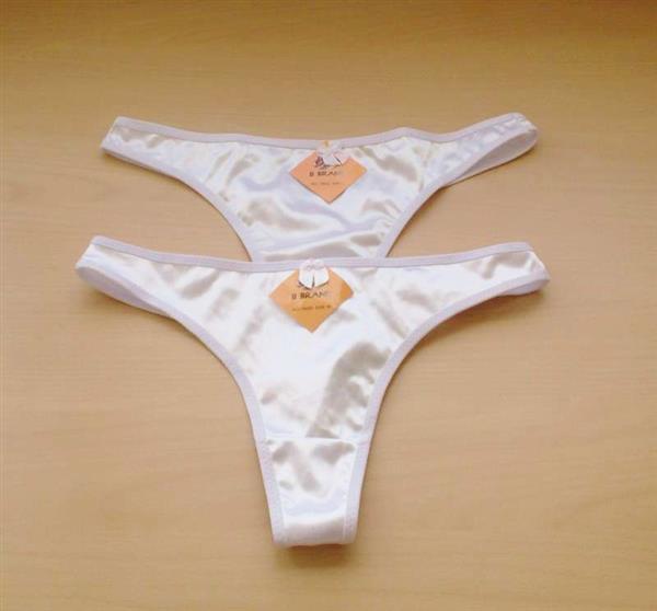 Grote foto witte gesatineerde string small nieuw kleding dames ondergoed en lingerie