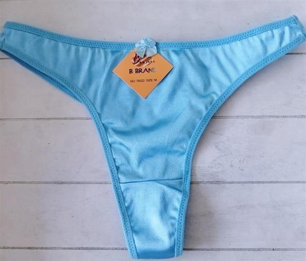 Grote foto gesatineerde string in prachtige blauwe kleur kleding dames ondergoed en lingerie