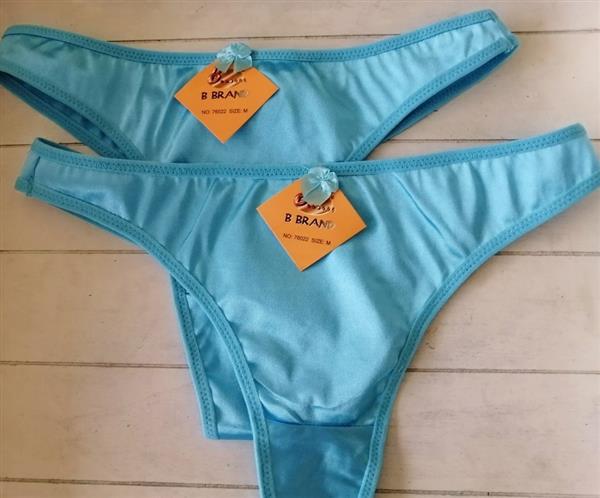 Grote foto gesatineerde string in prachtige blauwe kleur kleding dames ondergoed en lingerie