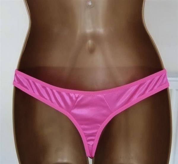 Grote foto gesatineerde string in zachte fuchsia kleur kleding dames ondergoed en lingerie
