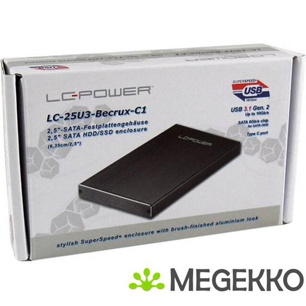 Grote foto lc power lc 25u3 becrux c1 hdd enclosure 2.5 zwart opslagbehuizing computers en software behuizingen en kasten