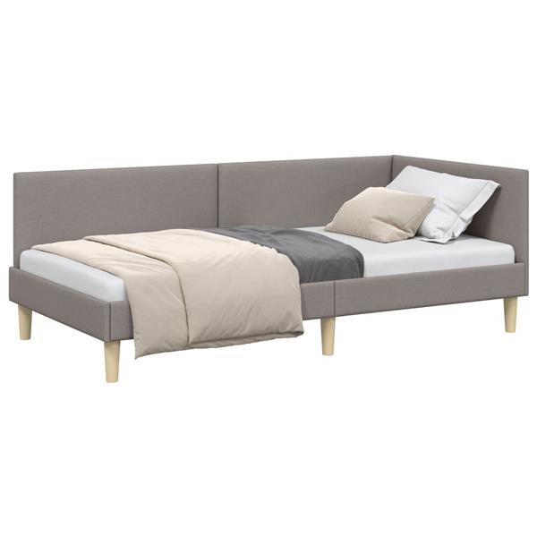 Grote foto vidaxl hoekbedframe taupe 100 cm x 200 cm stof en multiplex antiek en kunst stoelen en banken