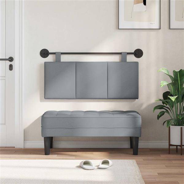 Grote foto vidaxl hangend hoofdeinde gestreept lichtgrijs 110 x 55 x 5 cm stof antiek en kunst stoelen en banken