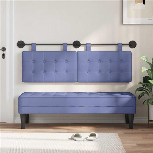 Grote foto vidaxl hangend hoofdeinde jeans blauw 130 x 55 x 5 cm stof antiek en kunst stoelen en banken