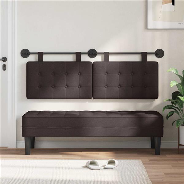 Grote foto vidaxl hangend hoofdeinde donkerbruin 130 x 55 x 5 cm stof antiek en kunst stoelen en banken