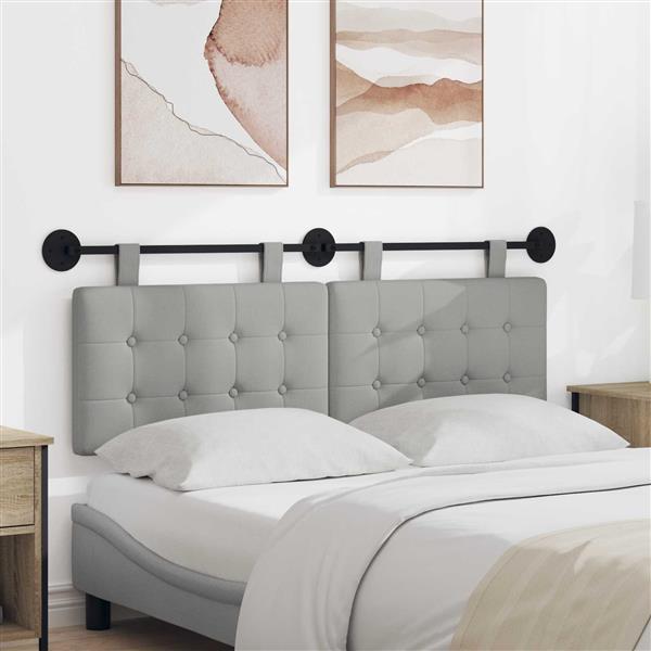 Grote foto vidaxl hangend hoofdeinde wolkengrijs 130 x 55 x 5 cm stof antiek en kunst stoelen en banken