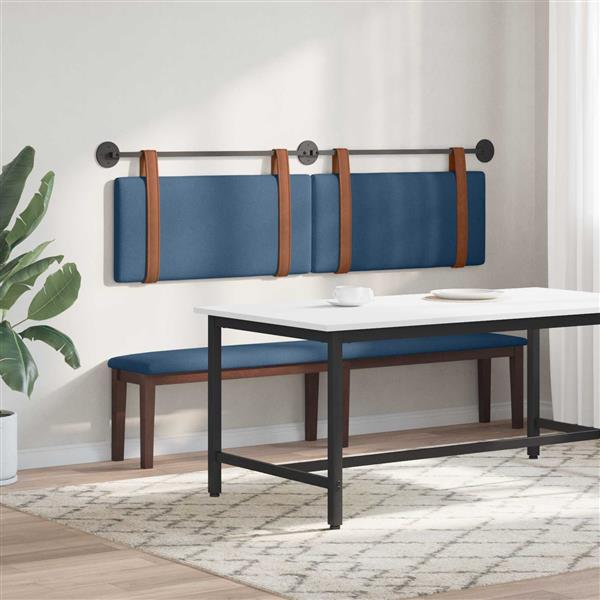 Grote foto vidaxl hangend hoofdeinde effen blauw 190 x 55 x 5 cm antiek pu antiek en kunst stoelen en banken