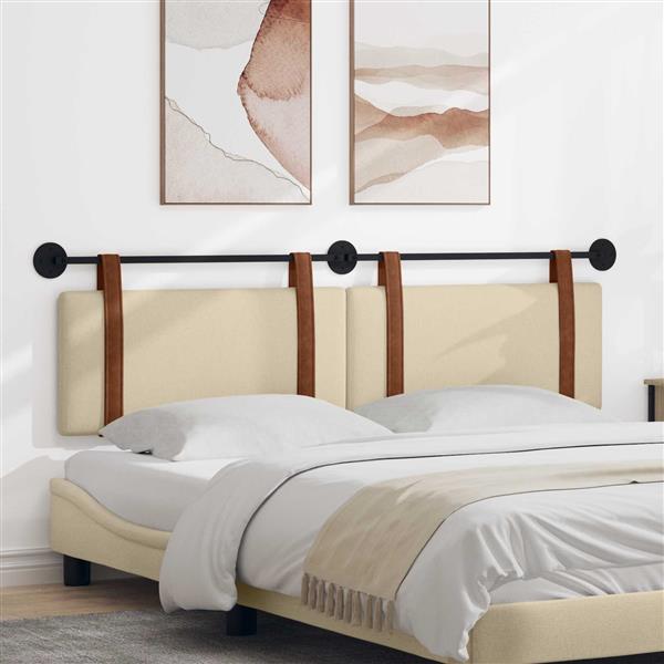 Grote foto vidaxl hangend hoofdeinde effen cr me 190 x 55 x 5 cm antiek pu antiek en kunst stoelen en banken