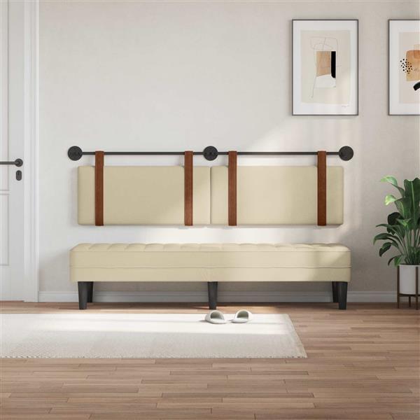 Grote foto vidaxl hangend hoofdeinde effen cr me 190 x 55 x 5 cm antiek pu antiek en kunst stoelen en banken