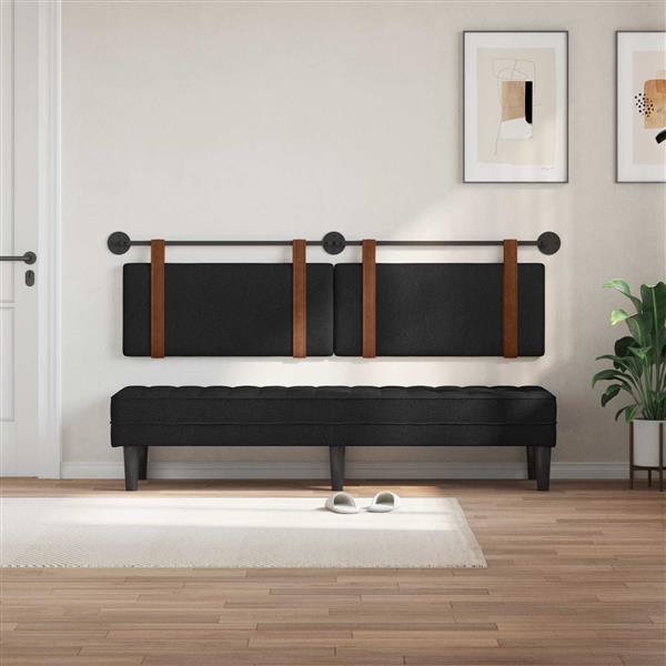 Grote foto vidaxl hangend hoofdeinde effen zwart 190 x 55 x 5 cm antiek pu antiek en kunst stoelen en banken