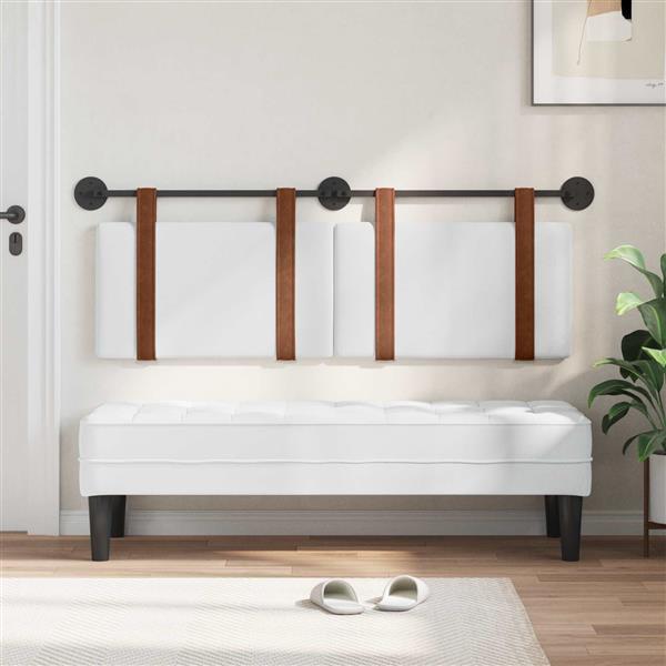 Grote foto vidaxl hangend hoofdeinde wandgemonteerd wit 150 x 55 x 5 cm antiek pu antiek en kunst stoelen en banken