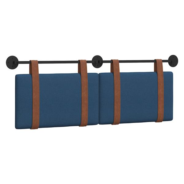 Grote foto vidaxl hangend hoofdeinde effen blauw 150 x 55 x 5 cm antiek pu antiek en kunst stoelen en banken