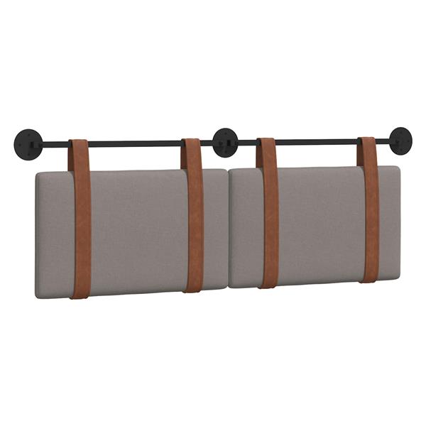 Grote foto vidaxl hangend hoofdeinde effen taupe 150 x 55 x 5 cm antiek pu antiek en kunst stoelen en banken
