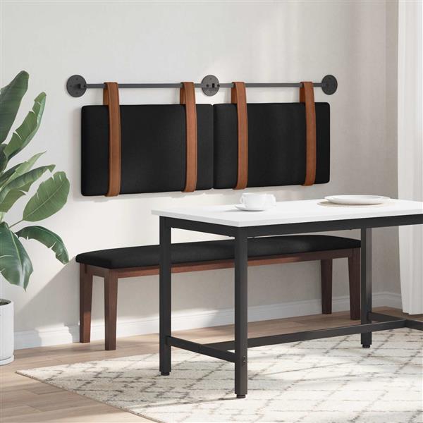 Grote foto vidaxl hangend hoofdeinde effen zwart 150 x 55 x 5 cm antiek pu antiek en kunst stoelen en banken