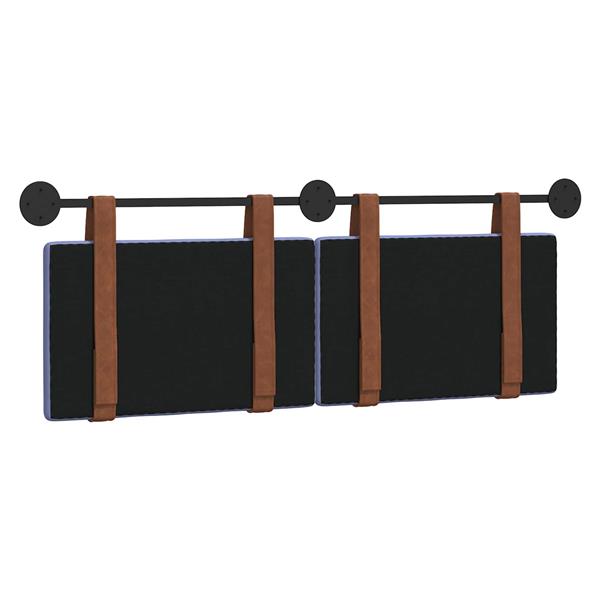 Grote foto vidaxl hangend hoofdeinde effen jeans blauw 130 x 55 x 5 cm antiek pu antiek en kunst stoelen en banken