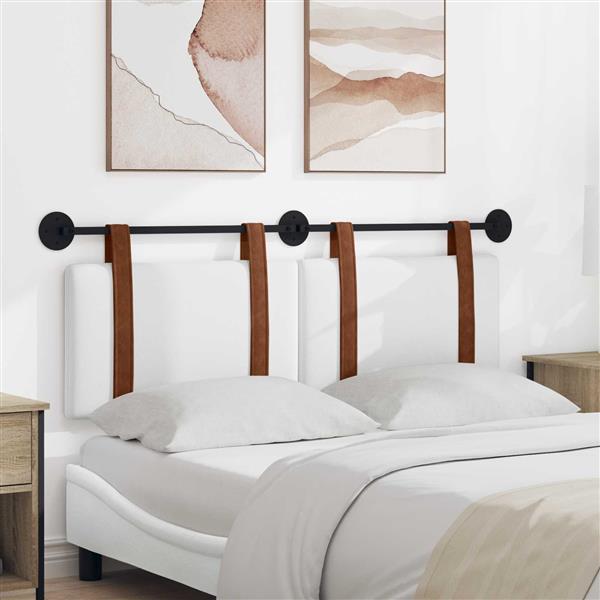 Grote foto vidaxl hangend hoofdeinde wandgemonteerd wit 130 x 55 x 5 cm antiek pu antiek en kunst stoelen en banken