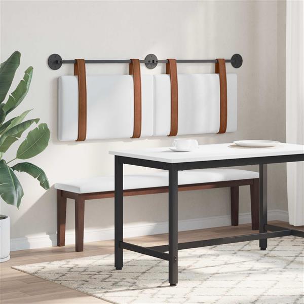 Grote foto vidaxl hangend hoofdeinde wandgemonteerd wit 130 x 55 x 5 cm antiek pu antiek en kunst stoelen en banken