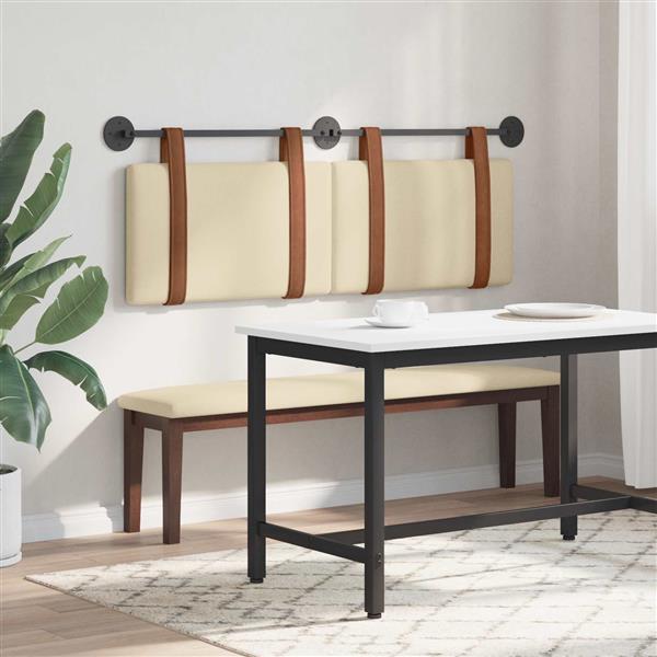 Grote foto vidaxl hangend hoofdeinde effen cr me 130 x 55 x 5 cm antiek pu antiek en kunst stoelen en banken