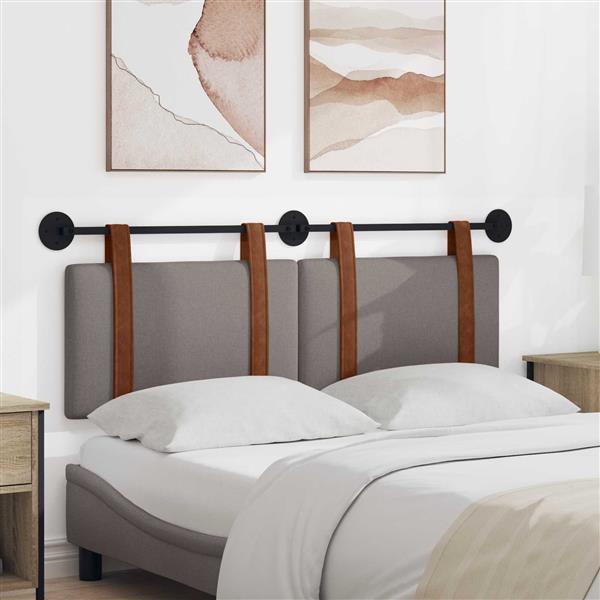 Grote foto vidaxl hangend hoofdeinde effen taupe 130 x 55 x 5 cm antiek pu antiek en kunst stoelen en banken