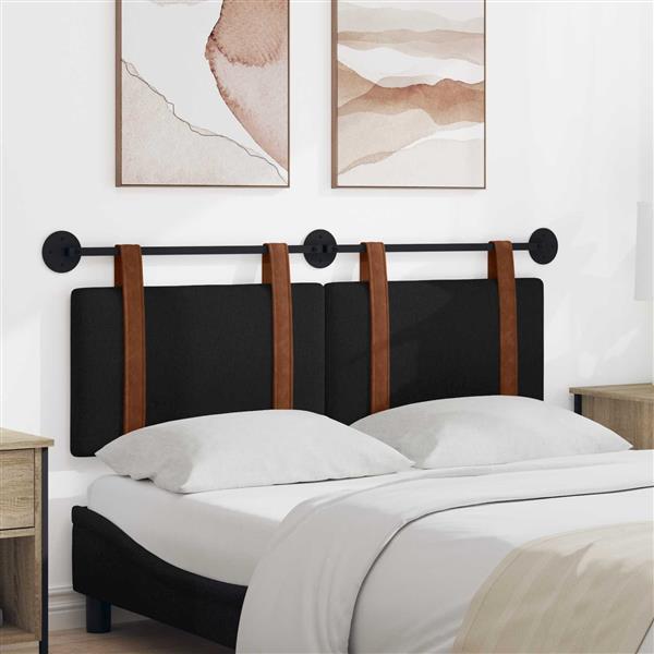 Grote foto vidaxl hangend hoofdeinde effen zwart 130 x 55 x 5 cm antiek pu antiek en kunst stoelen en banken