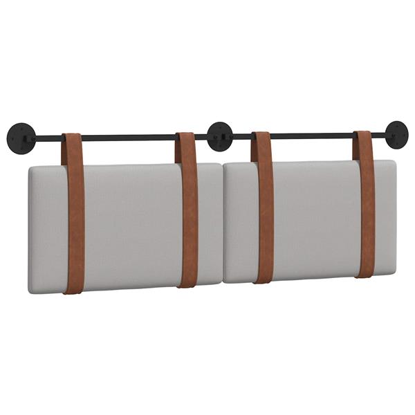 Grote foto vidaxl hangend hoofdeinde effen wolkengrijs 130 x 55 x 5 cm antiek pu antiek en kunst stoelen en banken